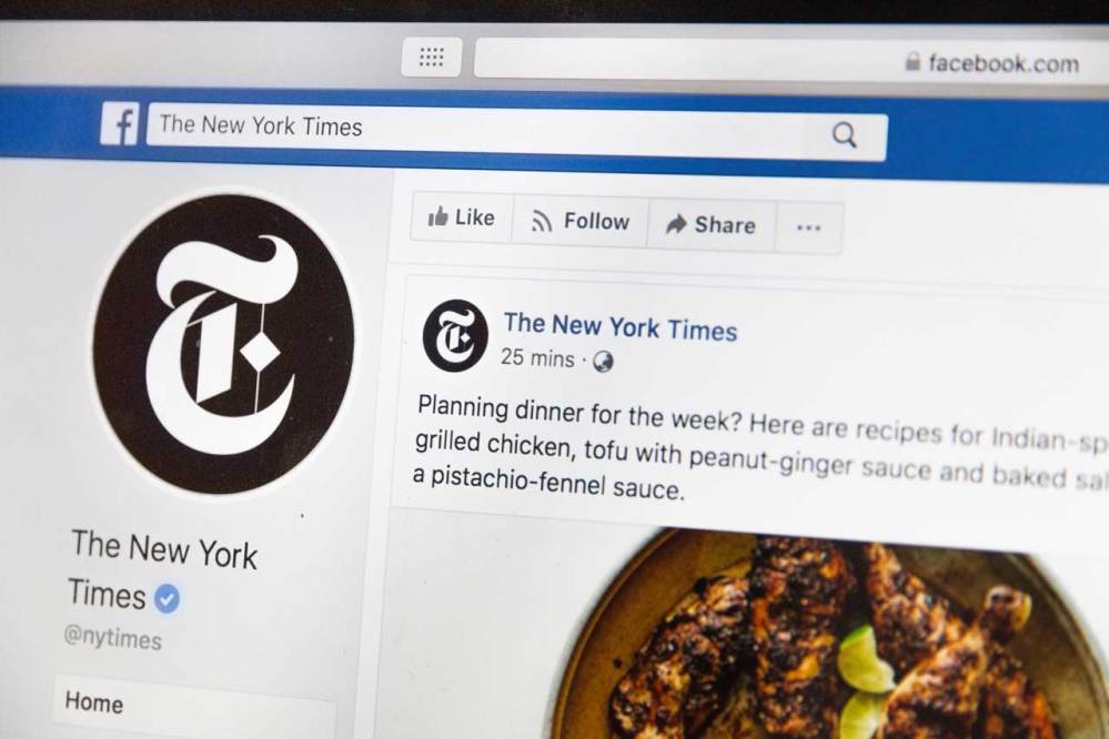 New York Times recipe post on Facebook.