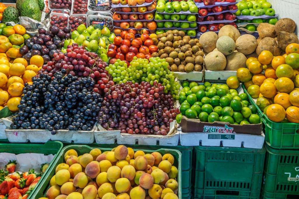 Fresh fruits in an open market
